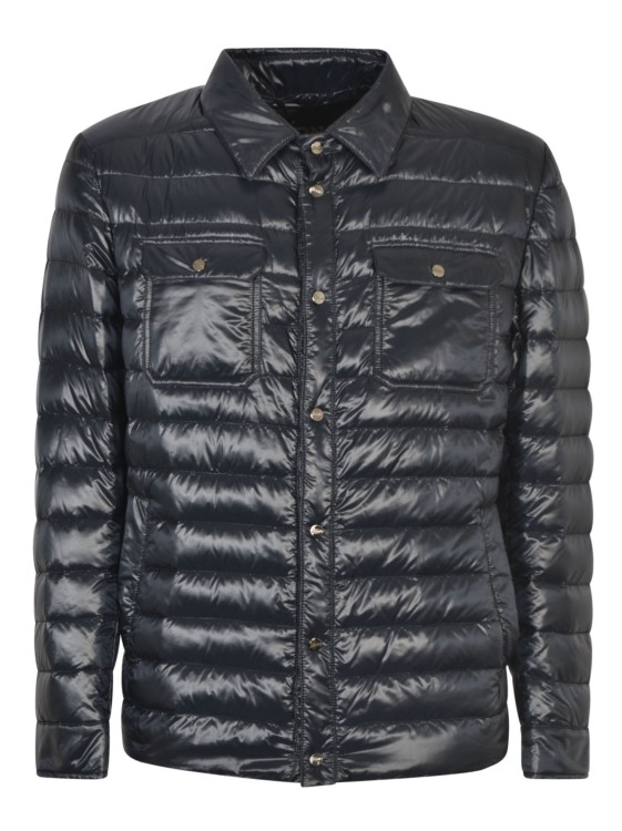 HERNO BLUE CLASSIC-COLLAR PADDED JACKET