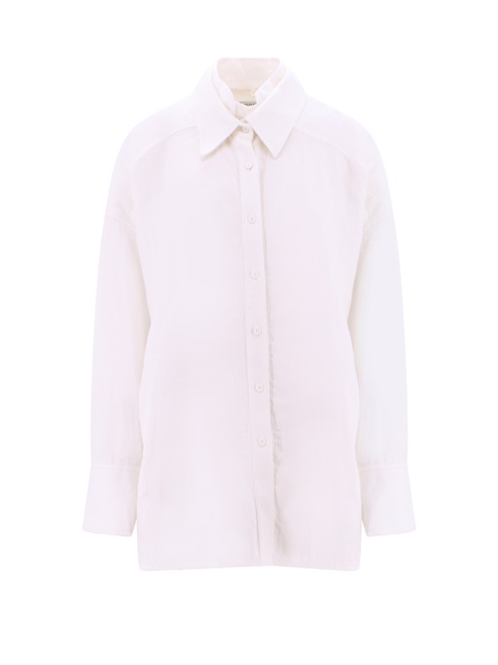 Shop Krizia Oversize Linen Shirt In White