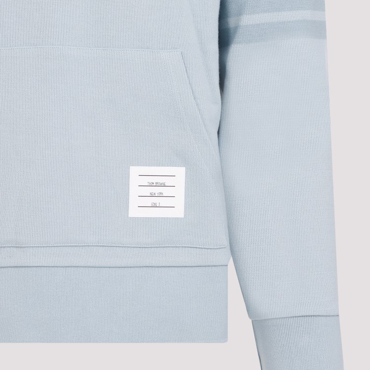 Shop Thom Browne Light Blue Cotton Crewneck Hoodie Pullover In White