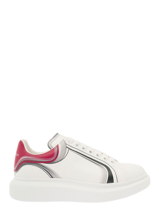 Shop Alexander Mcqueen White Sneakers With Oversized Sole And Graphc Details In Leather