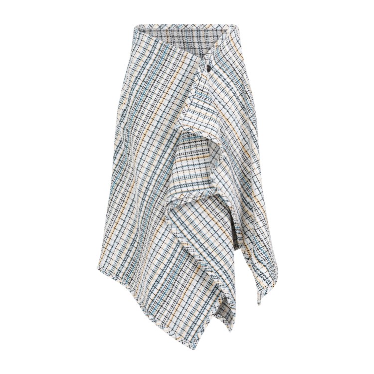 Bottega Veneta Checked Midi Wrap Skirt In White