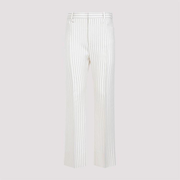 Shop Tom Ford White Ecru Wool Tailored Pants