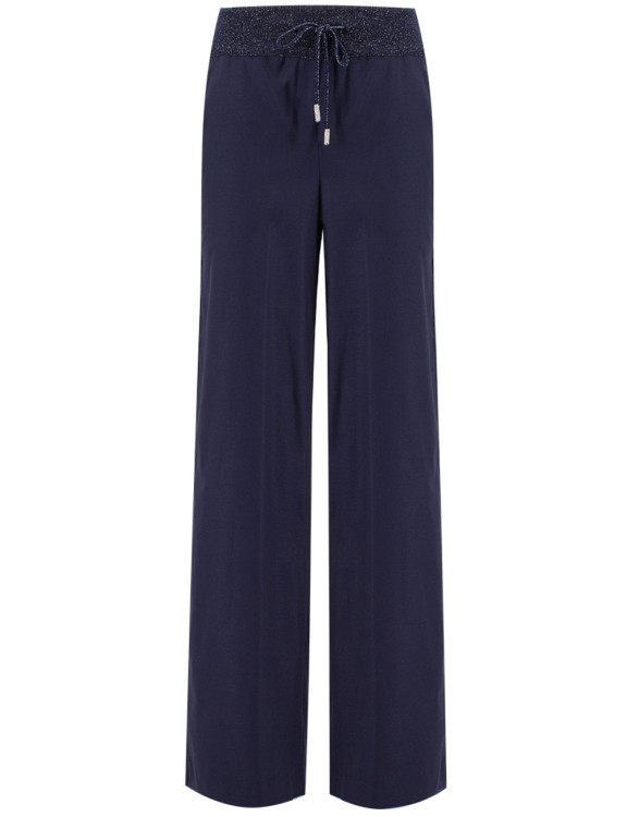 Panicale Navy Blue Wool Blend Trousers In Black