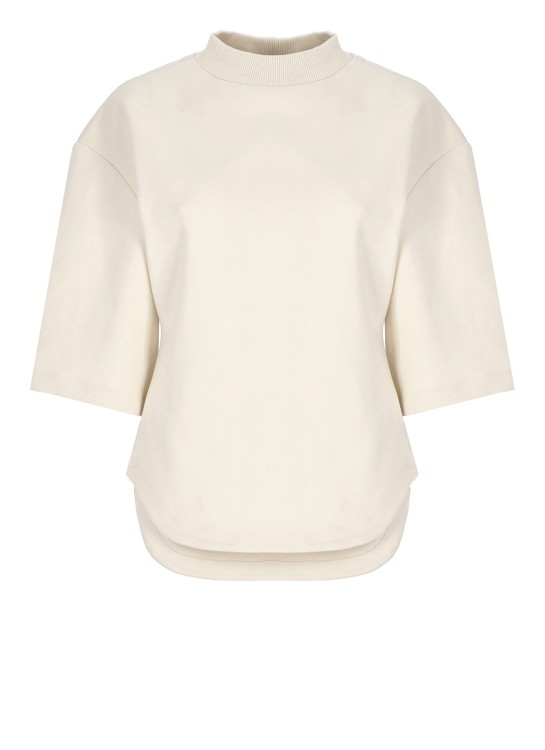 Attico Open-back Cotton T-shirt In Neutrals