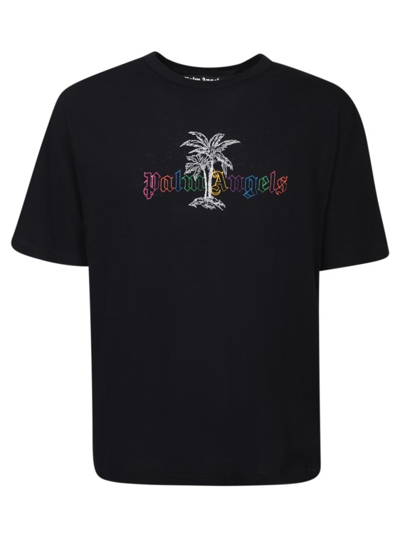 Palm Angels Frontal Logo T-shirt In Black
