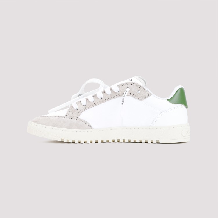 Shop Off-white 5.0 White Green Leather Sneakers
