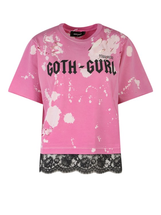 Shop Dsquared2 Cotton T-shirt With Ripped And Bleached Effect In Pink