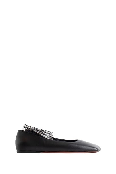 Amina Muaddi Muaddy Black Tokyo Family Ane Nappa Lace Up Flats In Black