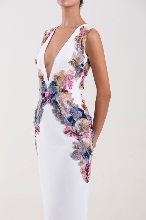 Shop Saiid Kobeisy Off-white Sleeveless Dress