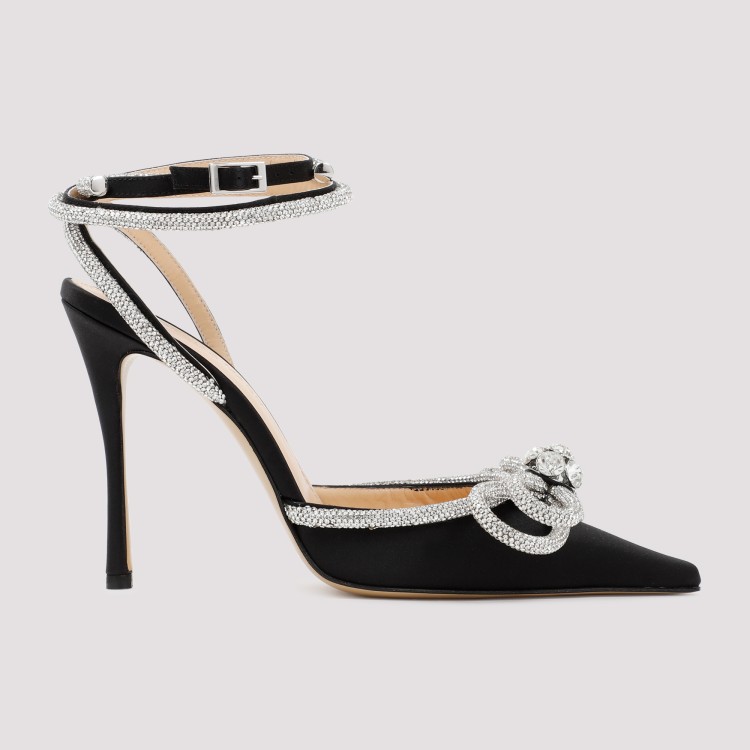 Mach&mach Double Bow 110mm Patent-finish Leather Pumps In Black
