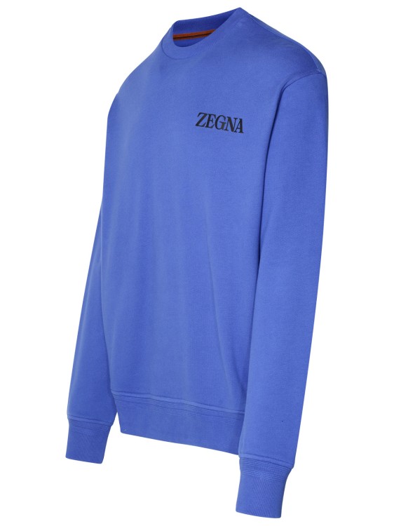 Shop Zegna Blue Cotton Sweatshirt