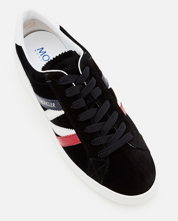 Shop Moncler Black Suede Sneakers In White