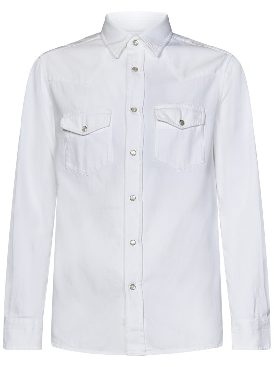 Shop Tom Ford White Denim Western Shirt