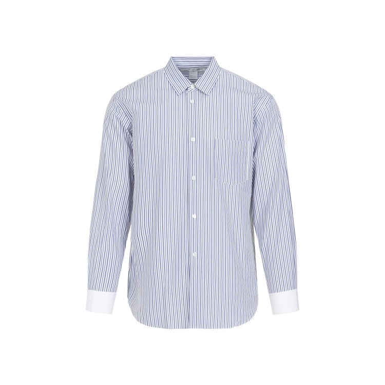 Shop Comme Des Garçons White Stripe Cotton Shirt