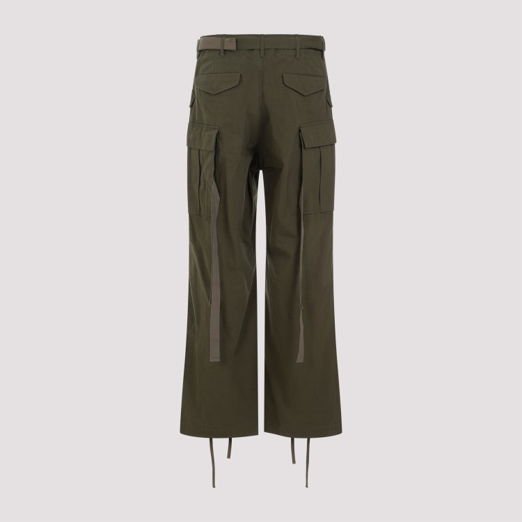 Shop Sacai Khaki Green Cotton Rip Stop Pants In Black