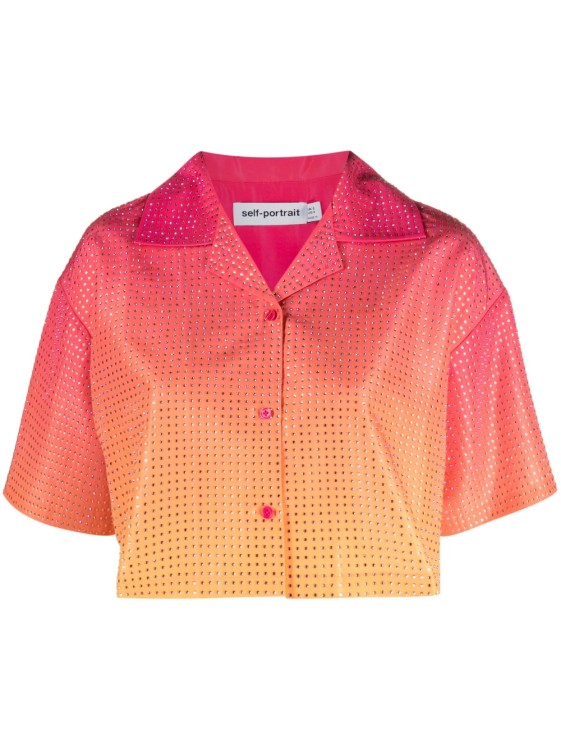 Shop Self-portrait Rhinestone Taffeta Multicolored Shirt