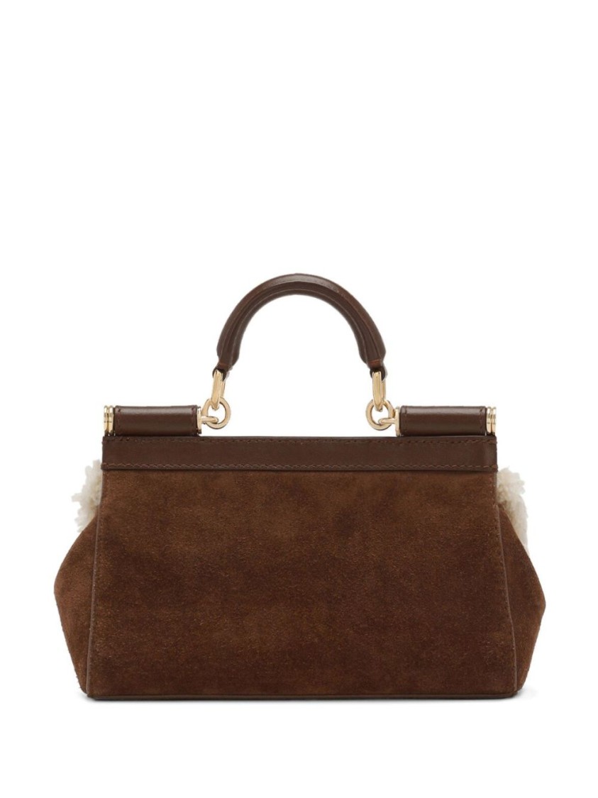 Dolce & Gabbana Sicily Leather Tote Bag In Brown