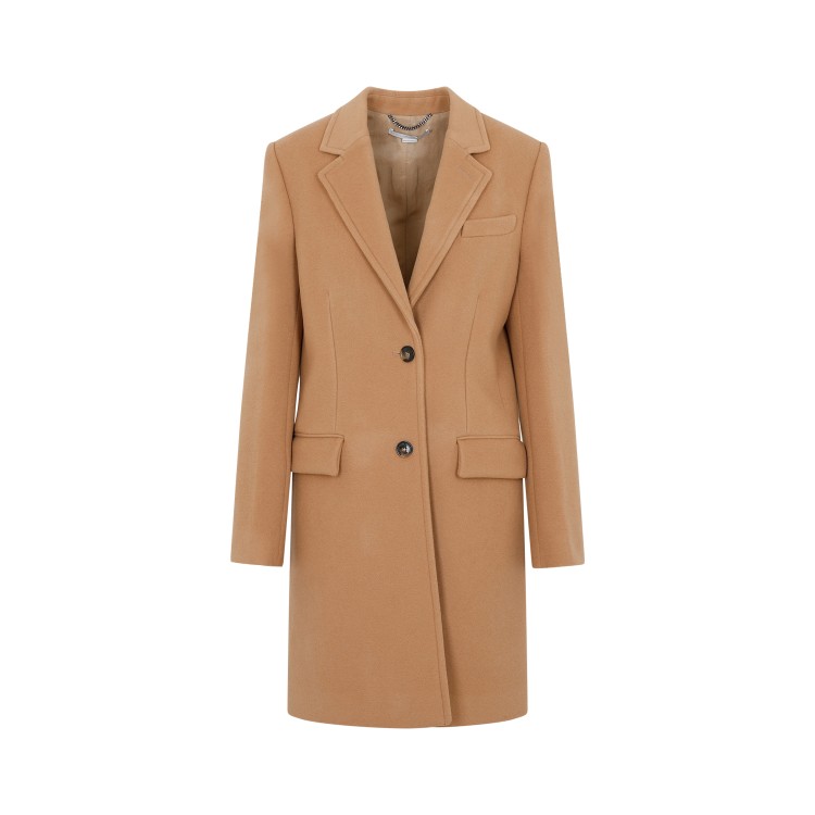 Shop Stella Mccartney New Camel Wool Structured Coat In Brown