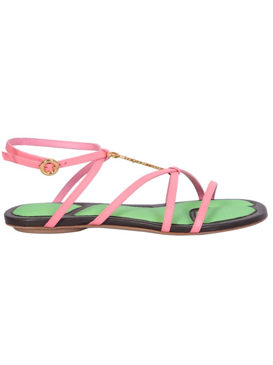 Shop Jacquemus Tricolor Lamskin Leather Sandals In Multicolor