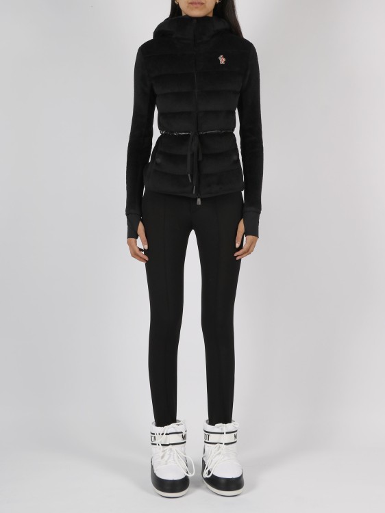 Shop Moncler Stretch Twill Trousers In Black