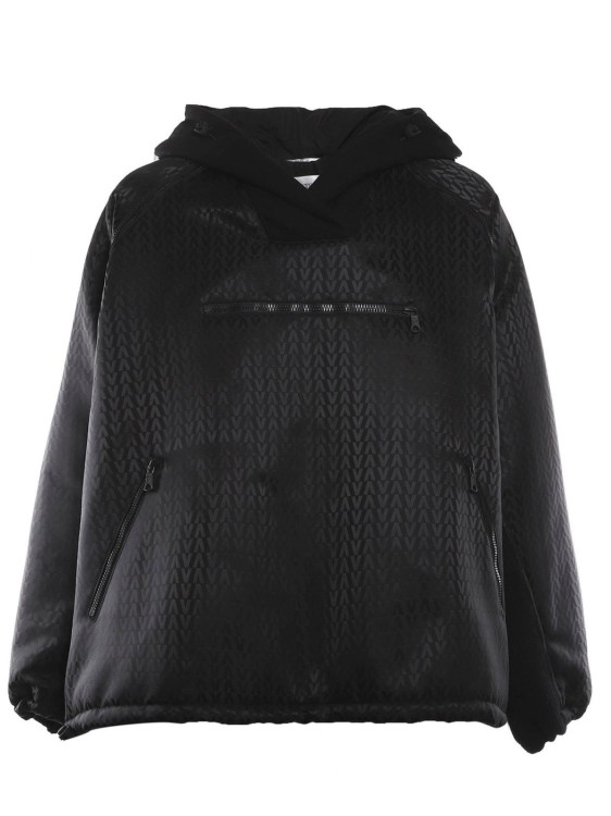 Valentino Logo Hooded Jacket In Black