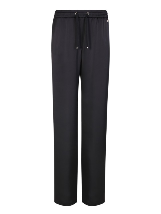 Herno Drawstring Wide-leg Satin Trousers In Black