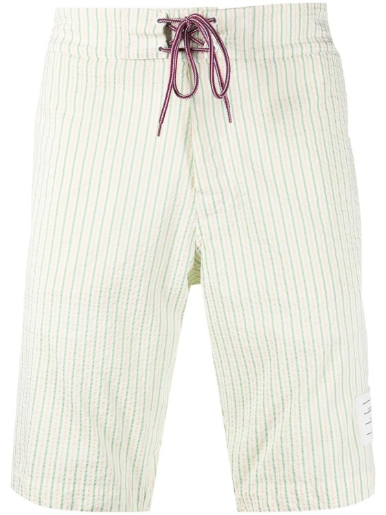 Thom Browne Multicolored Striped Swim Shorts In White