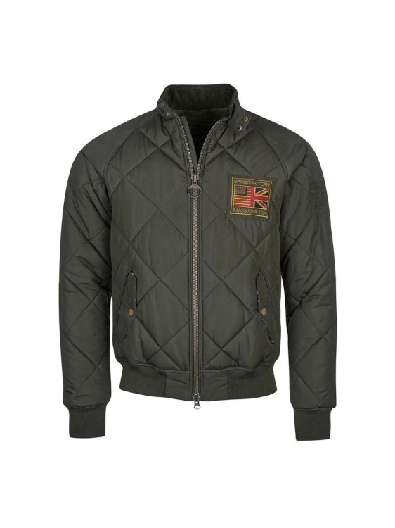Barbour Logo-patch Zip-up Quilted Jacket In Green