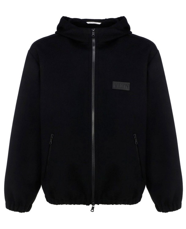 Shop Valentino Wool Hooded Jacket In Black