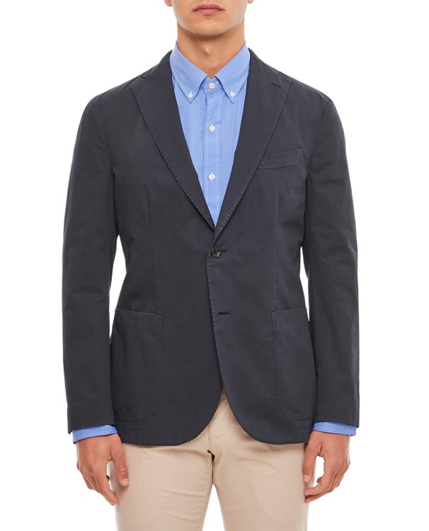 Shop Boglioli Single-breasted Jacket In Stretch Cotton Twill, 2 Buttons In Black