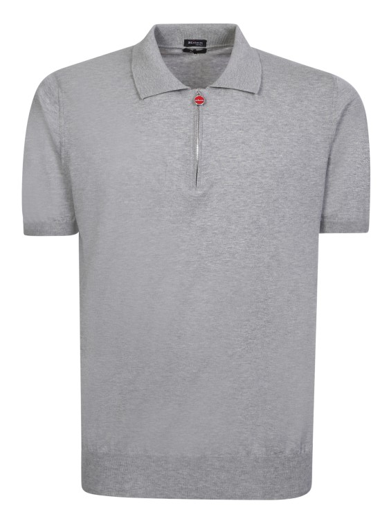 Shop Kiton Cotton Zip Grey Polo Shirt