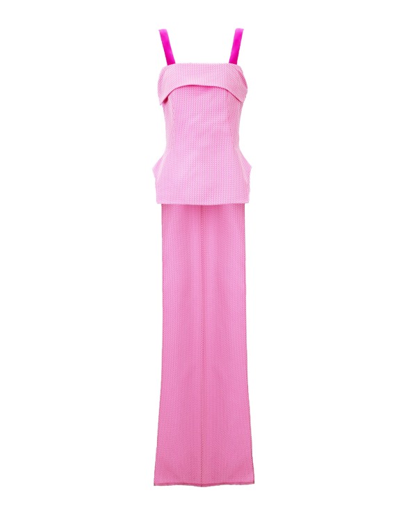 Gemy Maalouf Asymmetrical Crepe Top With Belt - Tops In Pink