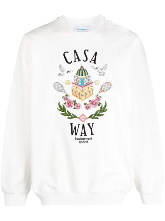 Shop Casablanca Casa Way Cotton Sweatshirt In White