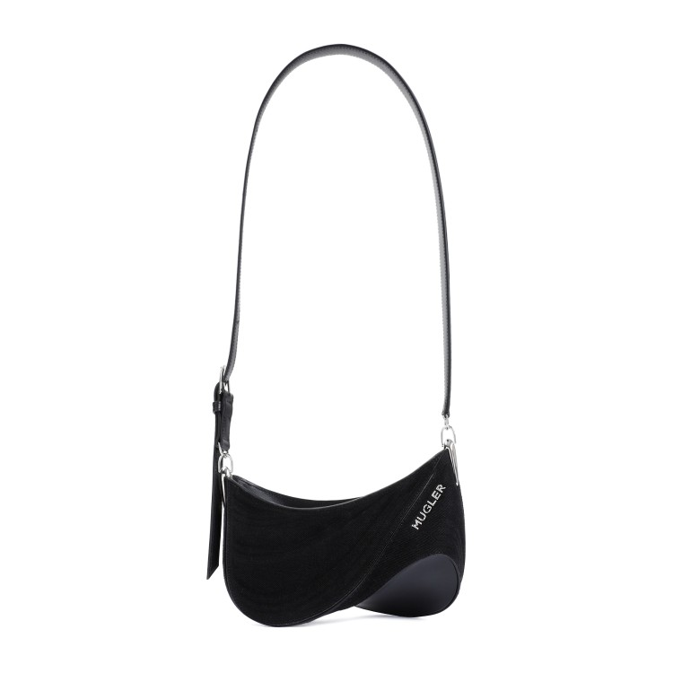 Shop Mugler Black Cotton Curve Bag In White