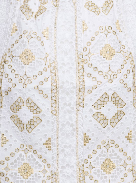 Shop Temptation Positano Off-shoulder Embroidered Blouse In White Cotton