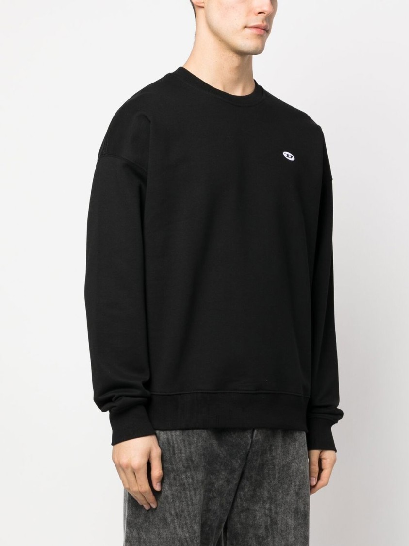 Shop Diesel Classic Cotton Sweatshirt With Ribbed Detailing And Relaxed Fit In Black