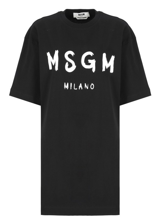 Msgm Dress With Logo In Black