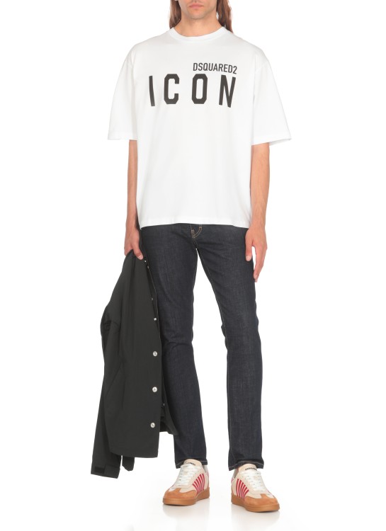 Dsquared2 White Crewneck T-shirt With Maxi Logo Print On The Front In White
