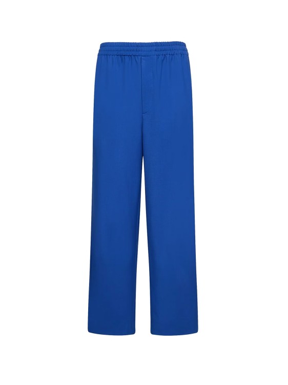 Shop Gucci Mohair Wool Trouser With Gg Incrocio Patch In Blue
