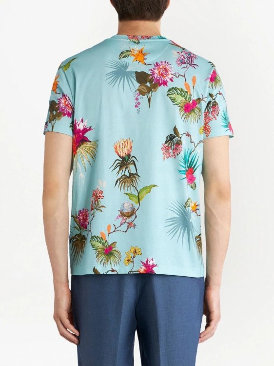 Shop Etro Multicolor Floral Print T-shirt In Blue