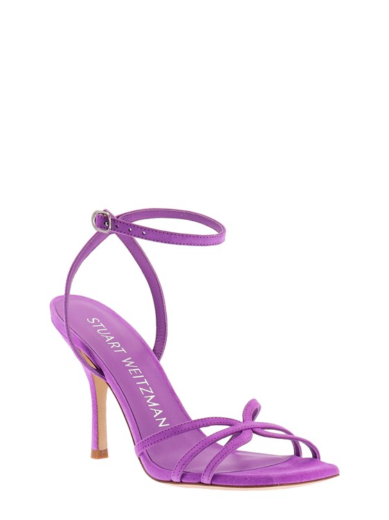 Shop Stuart Weitzman Purple Suede Sandals In Pink
