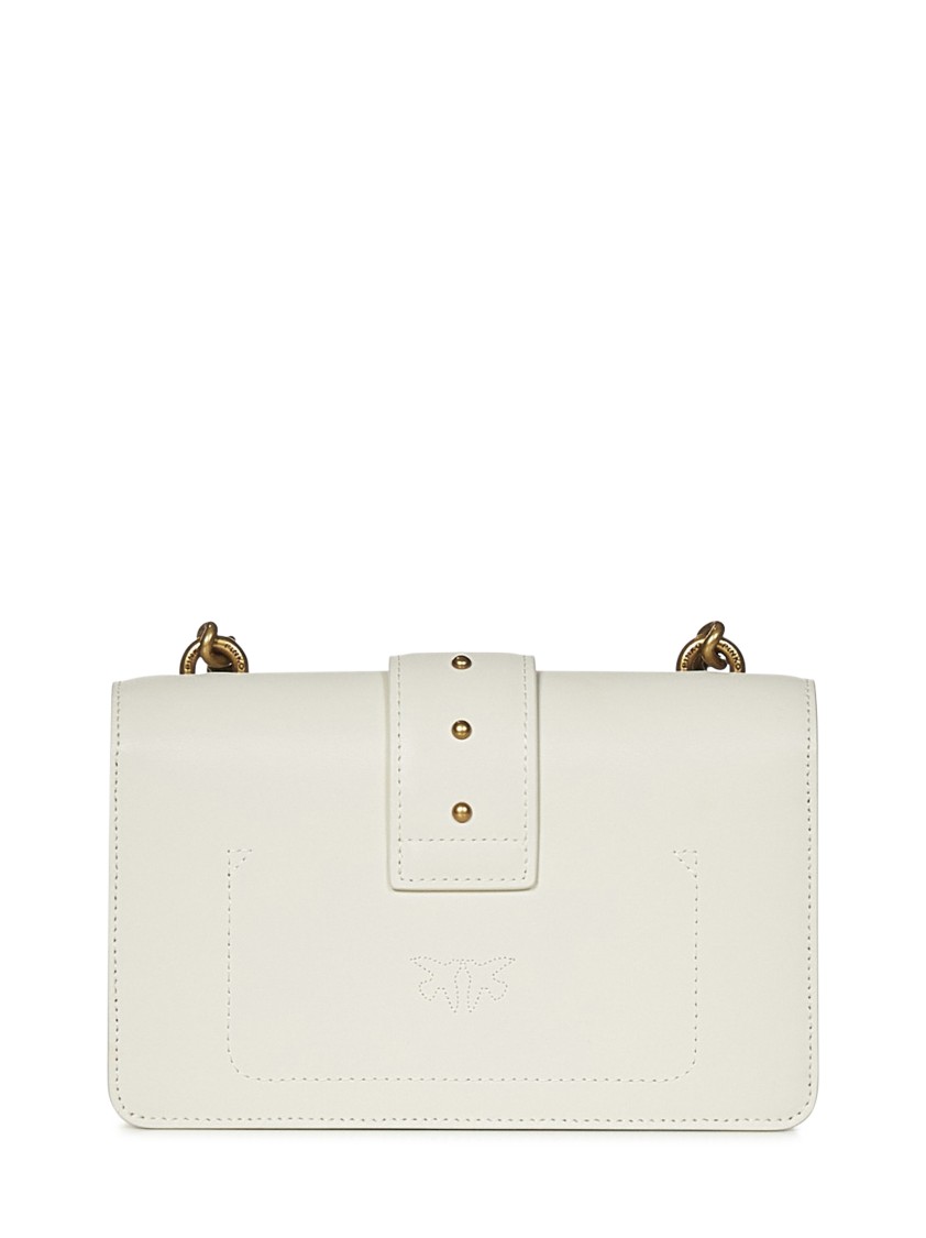 Pinko Leather Shoulder Bag With Elegant Design And Statement Hardware In White
