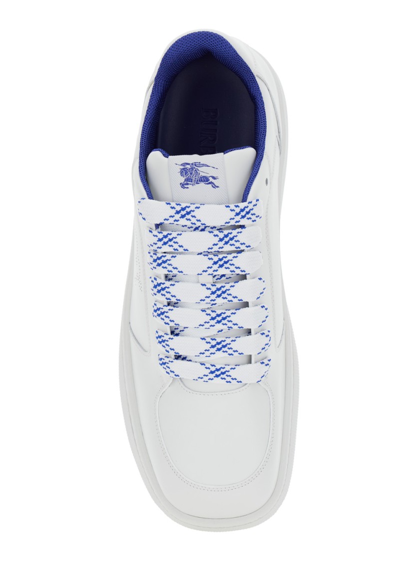 Shop Burberry Low Top Leather Sneakers In White