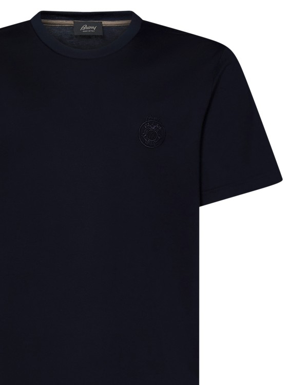 Shop Brioni Navy Blue Gassed Cotton T-shirt