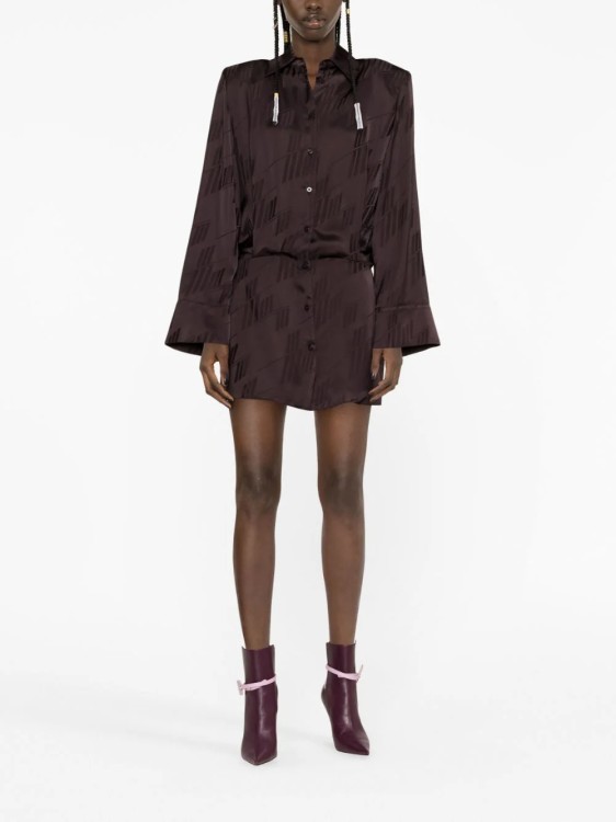 Shop Attico Silvye Jacquard Brown Mini Dress In Black