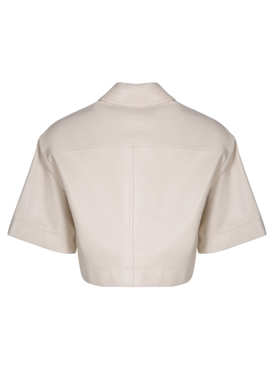 Shop Stand Studio Short Sleeve Faux Leather Shirt In White