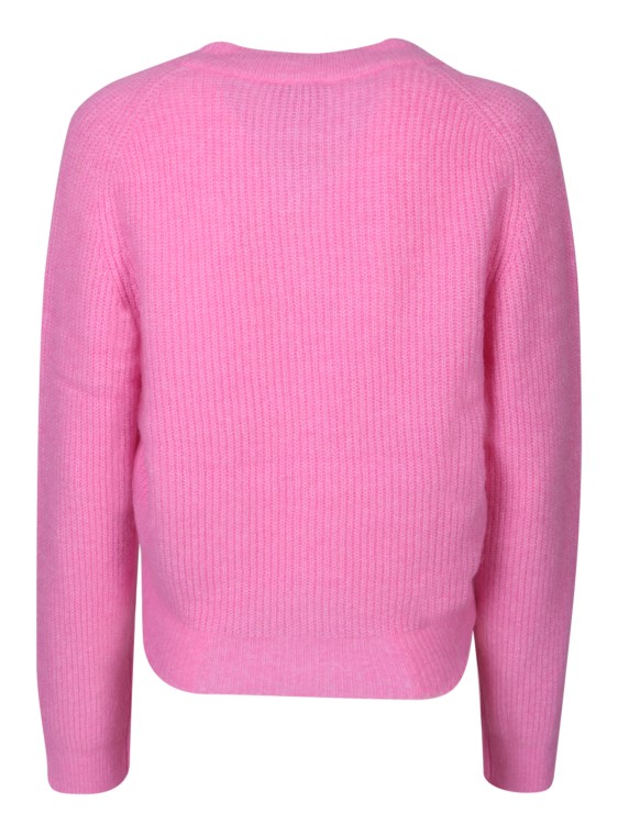 Shop Ganni Cardigan Made From Merino Wool Blend In Pink