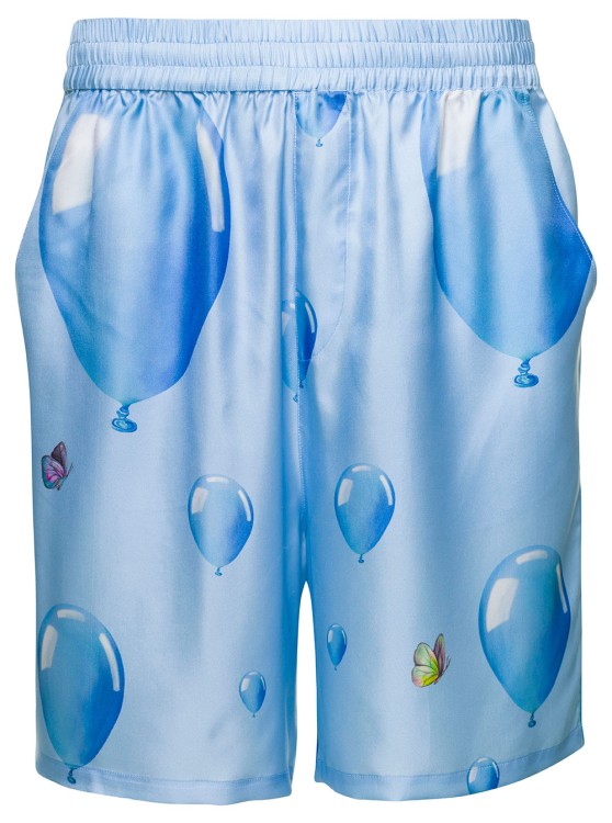Shop 3paradis Light-blue Shorts With Balloon Print All-over In Polyester