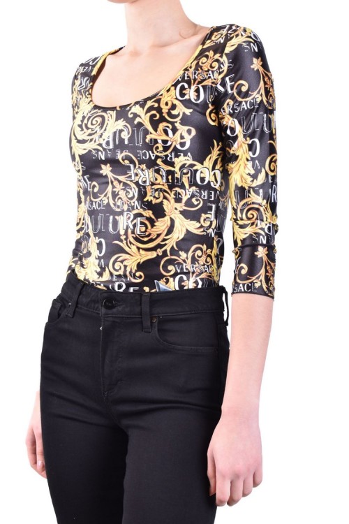 Versace Jeans Couture Logo-print Long-sleeve Body In Black