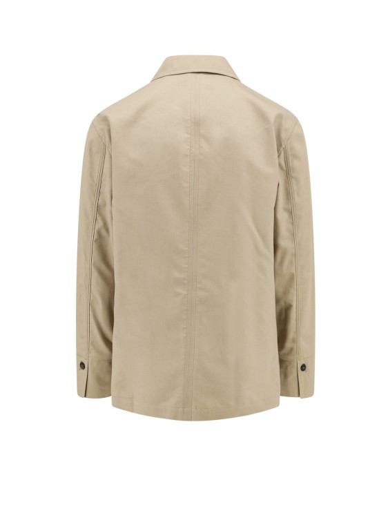 Shop Ferragamo Cotton And Viscose Jacket With Gancini Leather Patch In Neutrals